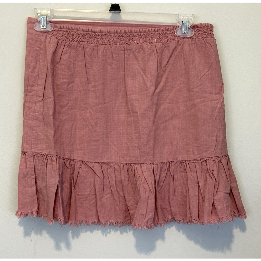 CALI 1850 Skirt Womens Large Dusty Rose Solid Peasant Short Ruffle Fringe Lined - Picture 2 of 7